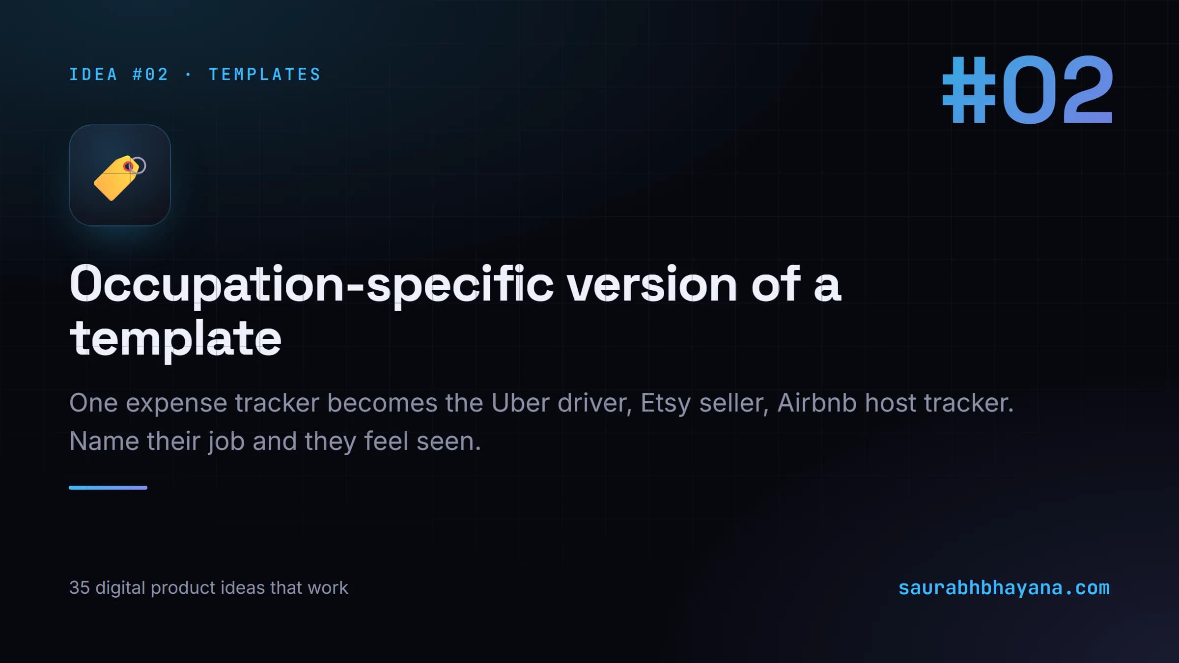 Digital product idea number 2: The occupation-specific version of a generic template. One of 35 specific digital product ideas across six buckets.