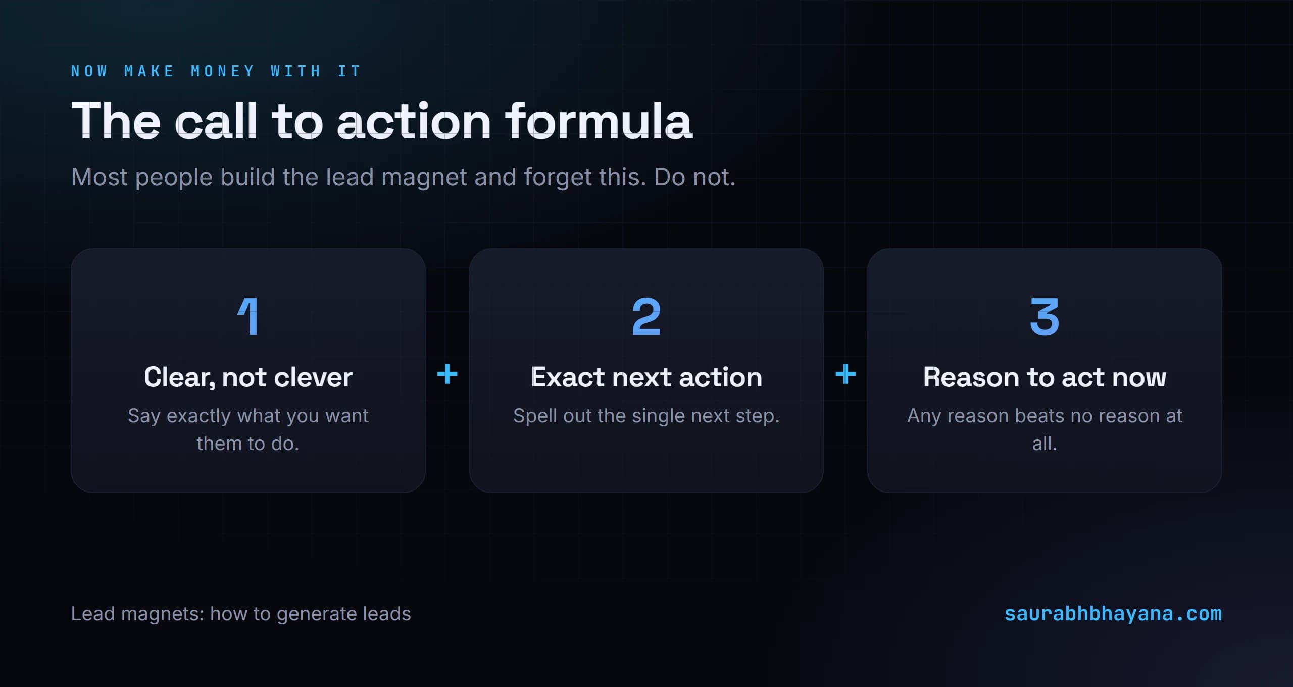 The three-part call to action formula: clear not clever, the exact next action, and a reason to act now