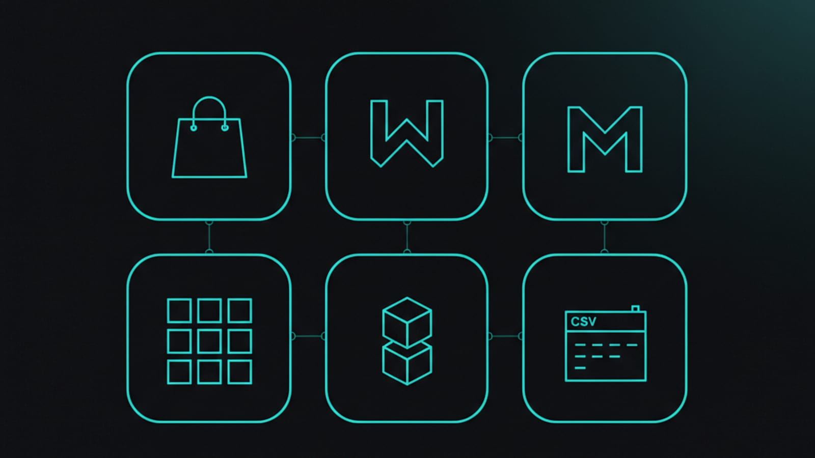 Grid illustration of six e-commerce platforms we deliver product descriptions to